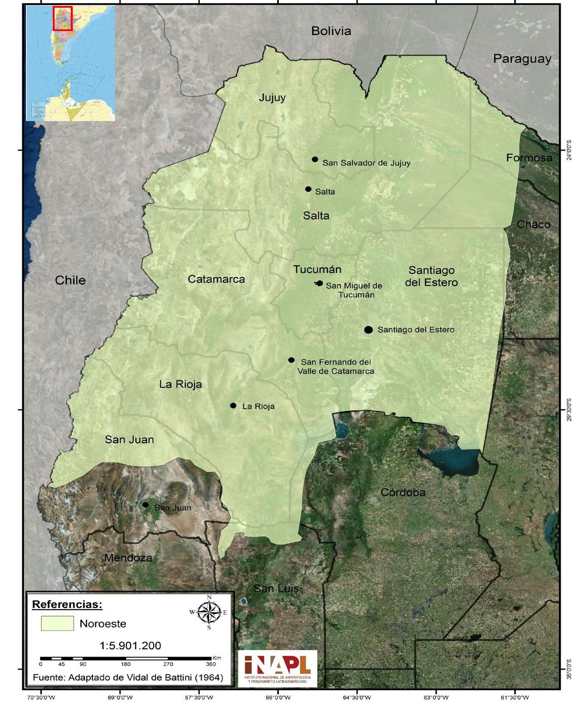 Mapa 1. Región del noroeste de Argentina. Extraído de Chang (2019, p. 122).