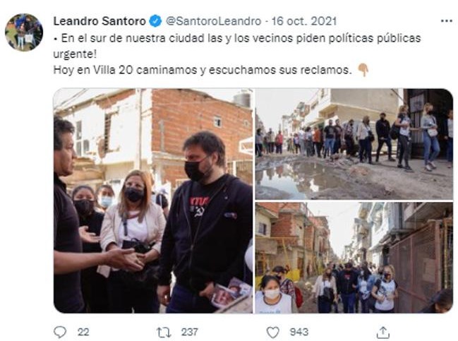 Ejemplo (6): Muestra de Facebook de @SantoroLeandro (16/10/2021)